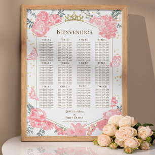 Poster Quinceanera espagnol Diagramme de siège Signal Pap