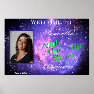 Poster Quinceanera Neon Under the Stars Galaxy Province