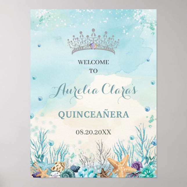 Poster Quinceañera Under the Sea Beach Bienvenue (Devant)
