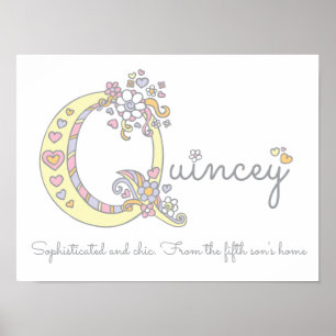 Poster Quincey monogramme art filles nom et signification