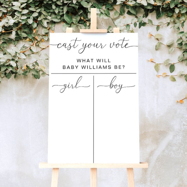 Poster Quinn Cast Your Vote Genre Reveal Jeu Vote (Cast Your Vote Gender Reveal Game Sign Quinn)