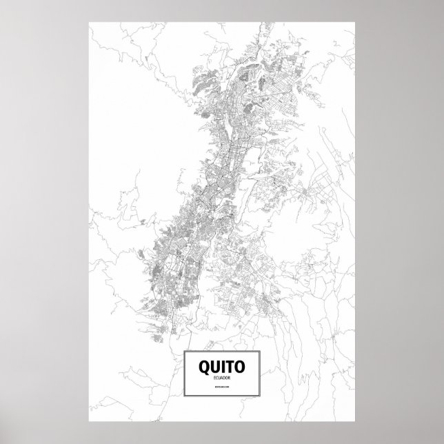 Poster Quito, Equateur (noir sur blanc) (Devant)