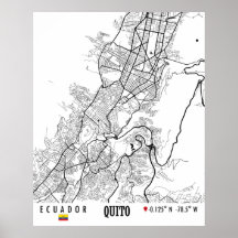 Quito, Equateur Road Map Art - Tones de la Terre