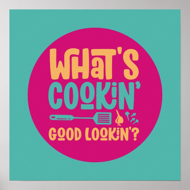 Poster Quoi de Cuisine bon à l'air amusant cuisine art (Devant)