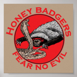 Poster Quota Honey Badger Cobra Funny Fear no Evil