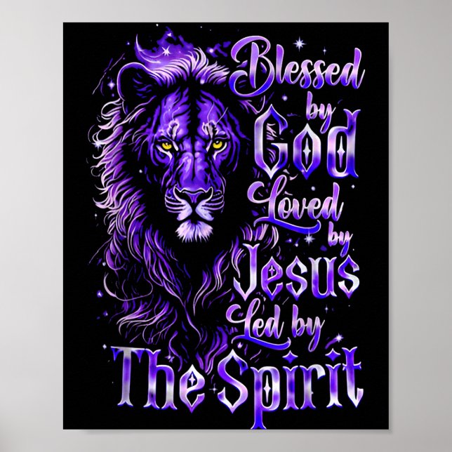Poster Quote Blessed By God Loved By Jesus Led By The Sri (Devant)
