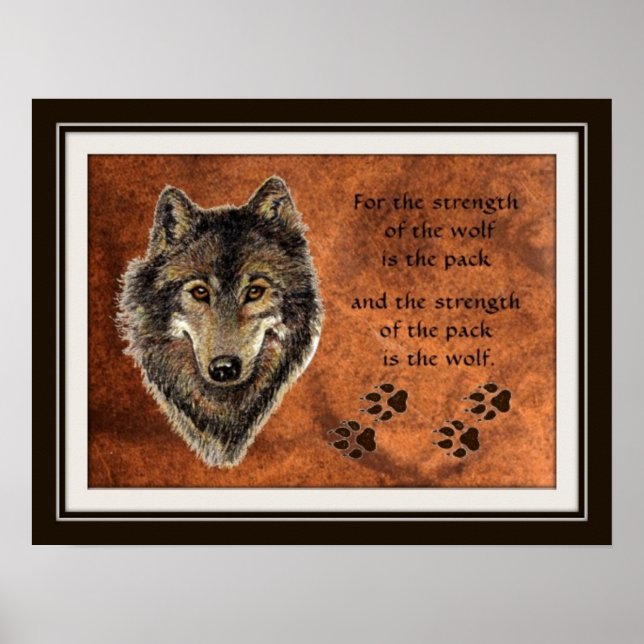 Poster Quote d'aquarelle originale Wolf & Pack (Devant)