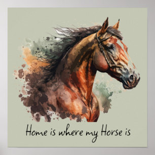 Poster Quote de cheval Aquarelle équitation