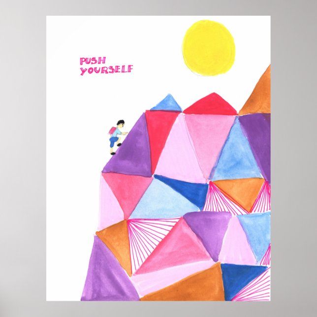 Poster Quote-part Motivation Enfants Mountain Watercolor (Devant)