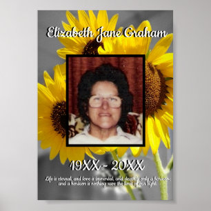 Poster Quote Yellow Sunflowers Background Memorial