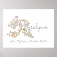 R monogram art Rosalynn filles nom signifiant affi