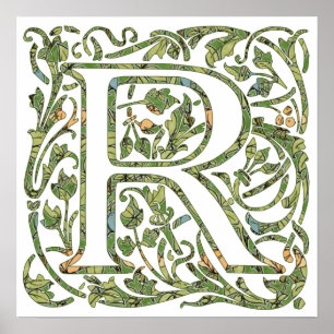 Poster R Monogramme floral