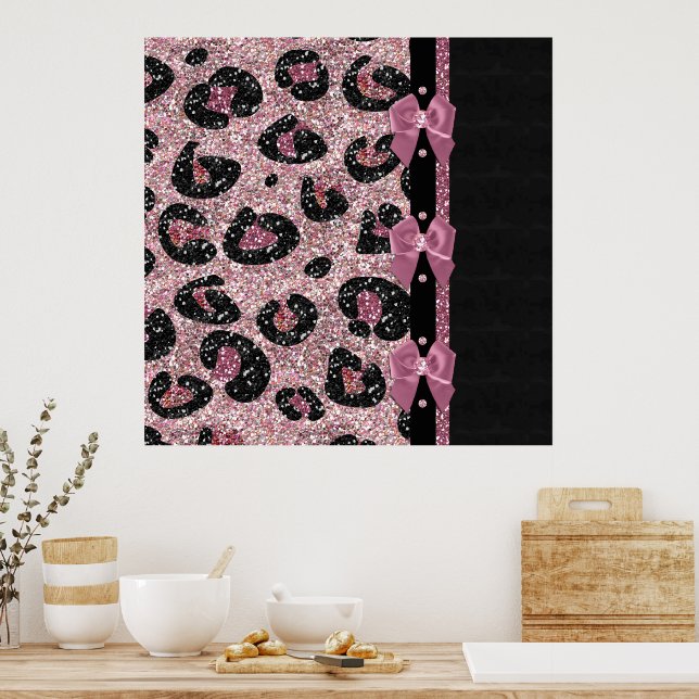 Poster RAB Rockabilly Pink Leopard Ribbon Bows (Cuisine)