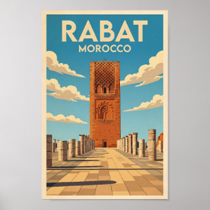 Poster Rabat Maroc Illustration Voyage Art Vintage