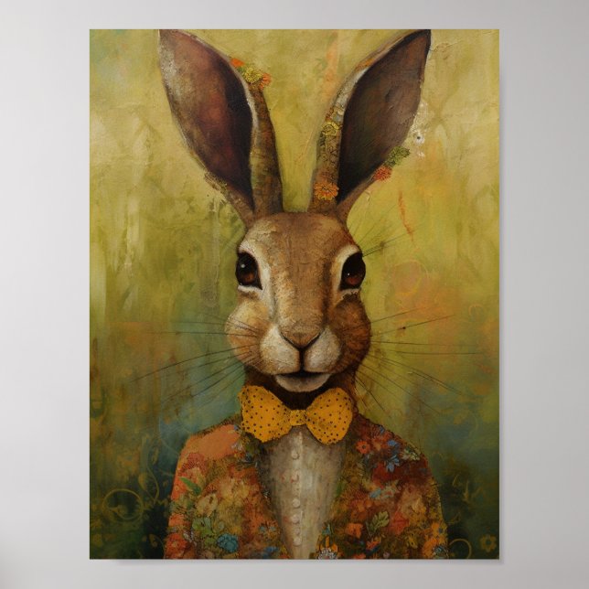 Poster Rabbit adorable en costume floral (Devant)