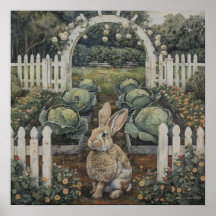 Rabbit Dans Le Patch De Chou Thème Pâques