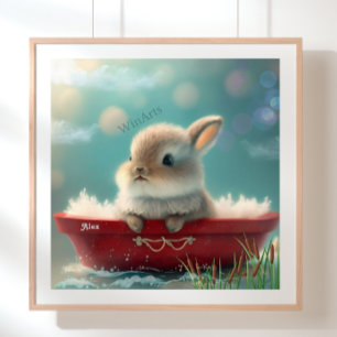 Poster Rabbit dans un bateau rouge Infirmière d'art perso