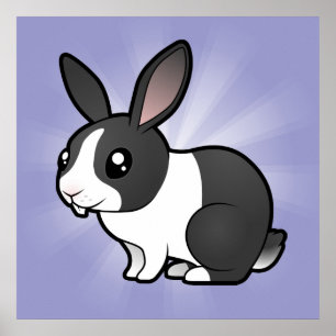 Poster Rabbit de dessin (cheveux lisses à l'oreille uppy)
