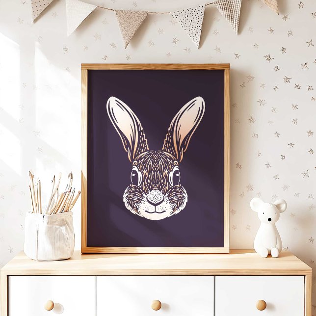 Poster Rabbit | Forest Animal Rabbit Wall Print (Woodland Rabbit Nursery Wall Art Poster Print by TinkPrints.)