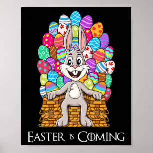 Poster Rabbit Pâques Panier Oeuf Trône Amusants Garçons F