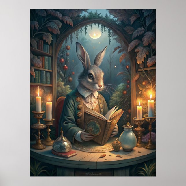 Poster Rabbit Reading (Devant)