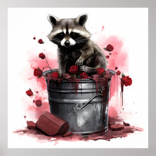 Poster Raccoon dans poubelle Valentines jour