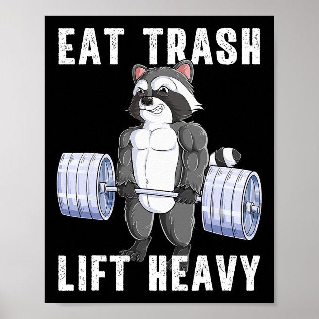 Poster Raccoon Deadlift Bodybuilding Garbage Animal Gym F (Devant)