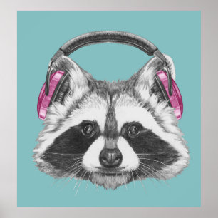 Poster Raccoon d'Héadphone