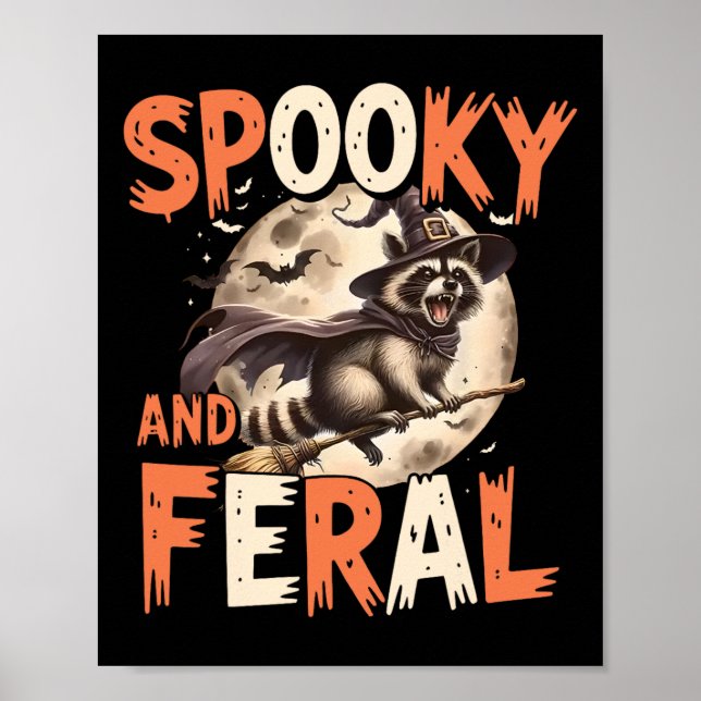 Poster Raccoon éffrayant Et Feral Halloween Drôle Hallowe (Devant)