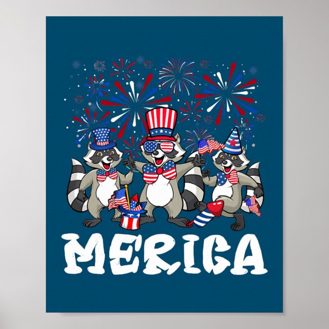 Poster Raccoon Fireworks Lunettes de soleil Casquette Mer (Devant)