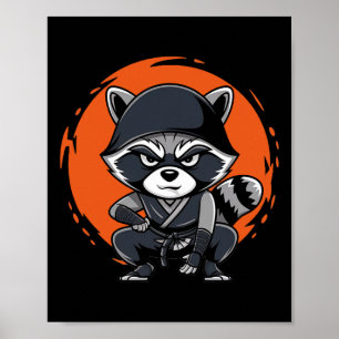 Poster Raccoon Funny Karate Design Costume Animaux