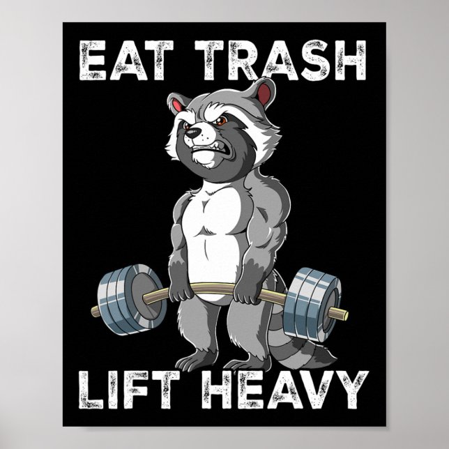 Poster Raccoon Gym Weight Training Manger Trash Lift Lour (Devant)