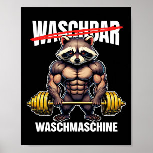 Poster Raccoon Lave Machine Bodybuilding Fitness Gym