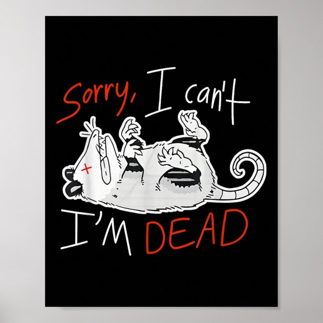 Poster Raccoon Sorry I Can't I'm Dead Rat  (Devant)