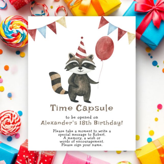Poster Raccoon Time Capsule 1st birthday (Créateur téléchargé)