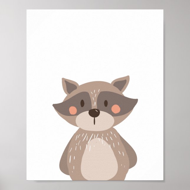 Poster Raccoon Woodland Animal Nursery Wall Art Imprimer (Devant)