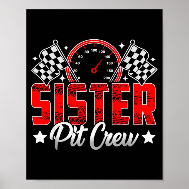 Poster Race Car Birthday Party Racing Family Sister T Cre (Devant)