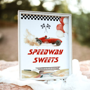 Poster Race Car Red Speedway Sweets Anniversaire fête