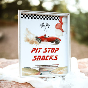 Poster Race Car RedPit Stop Snacks Anniversaire fête