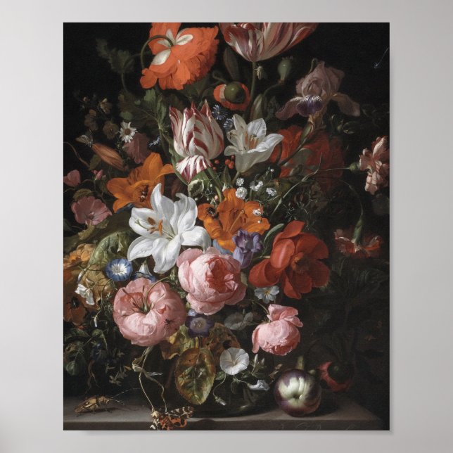 Poster Rachel Ruysch - Fleurs Dans Un Vase En Verre (Devant)