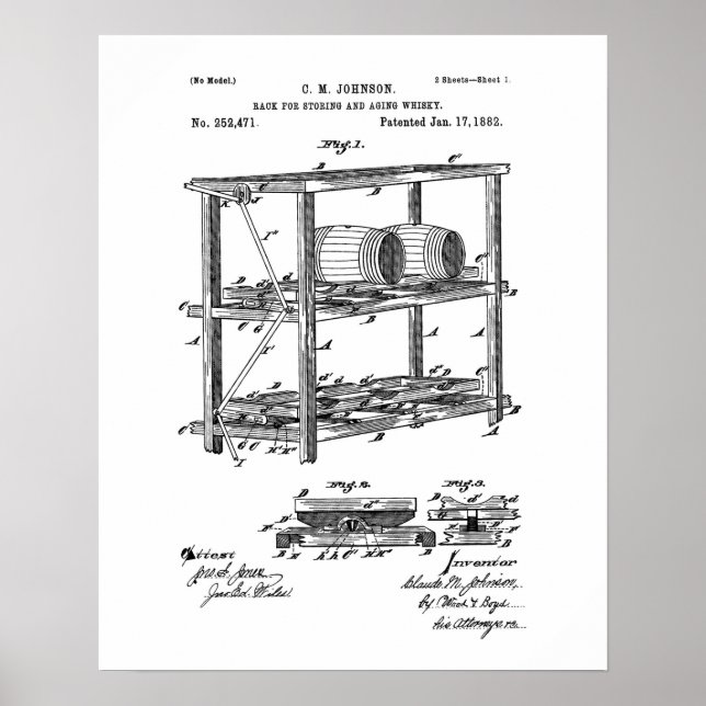 Poster Rack pour stocker et vieillir le brevet de whisky (Devant)
