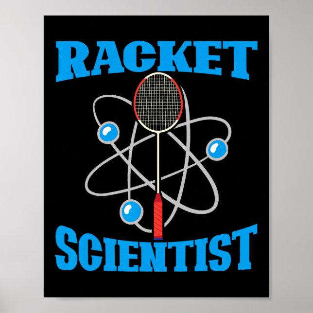 Poster Rackst Scientist Funny Badminton Sports Player Coa (Devant)