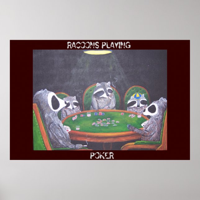 POSTER RACOONS JOUER AU POKER (Devant)