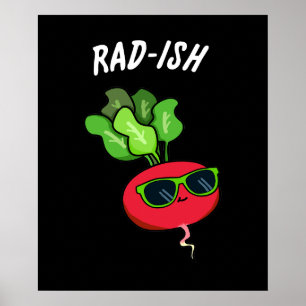 Poster Rad ish Funny Vegetable Radish Pun Dark BG