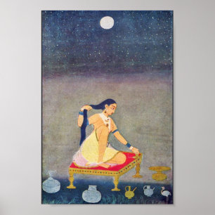 Poster Radha La Nuit. Peinture De Mughal Ca 1650E Par Ind