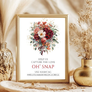 Poster Radiant Marsala Boho Floral Oh Snap Panneau 8x10