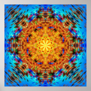 Poster Radiant vibrant kaléidoscopique Sunburst Art