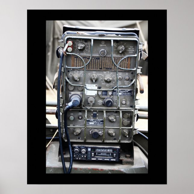 Poster radio militaire vintage, USA, 2ÈME GUERRE MONDIALE (Devant)