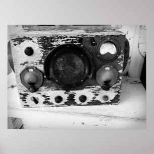 Poster Radio nautique vintage Noir et Blanc