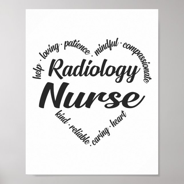 Poster Radiologie Infirmière Coeur Mot Cloud (Devant)